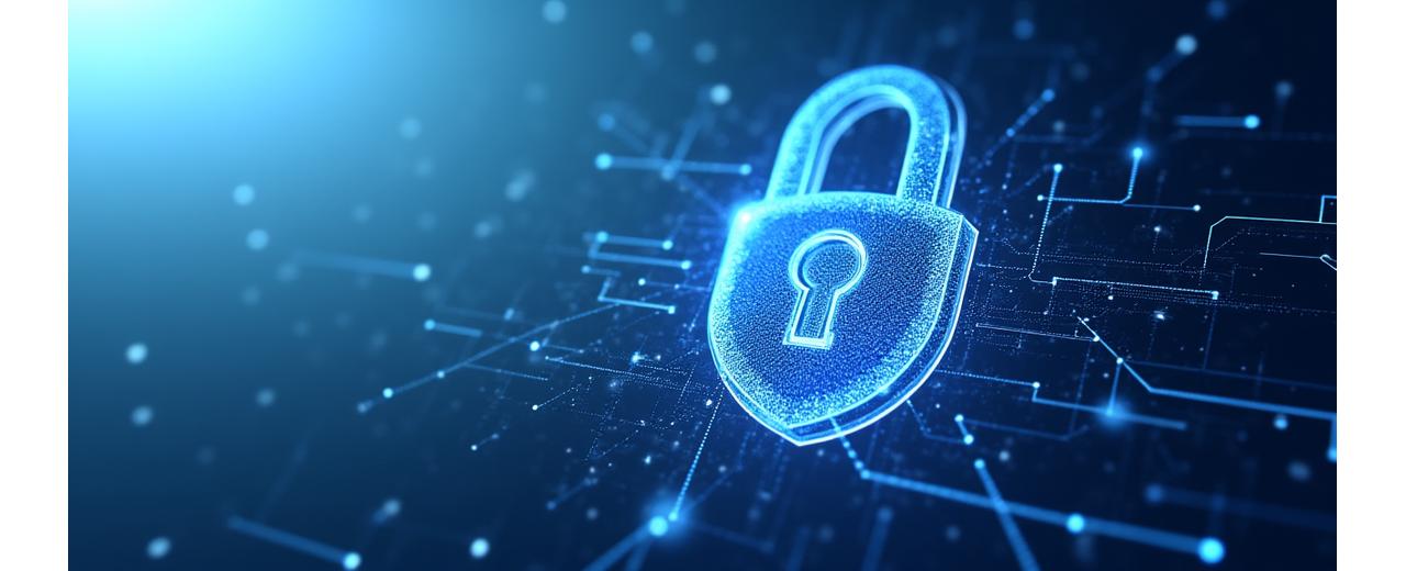 Abstract graphic of a data shield protecting personal information, symbolizing digital security and privacy